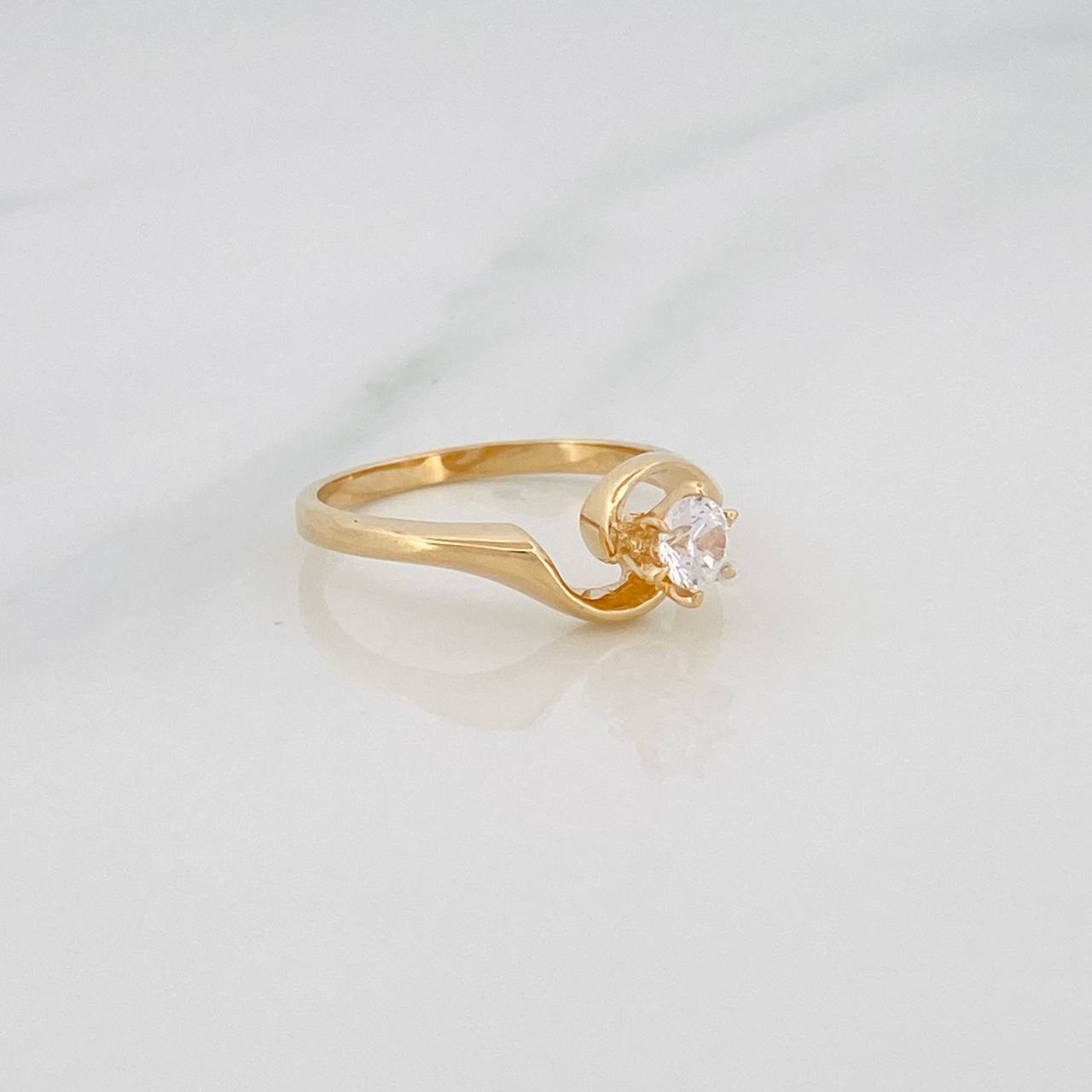 Solitaire Wave Ring 2.6g / T5 1/2 Yellow Gold 18K