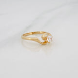 Solitaire Wave Ring 2.6g / T5 1/2 Yellow Gold 18K