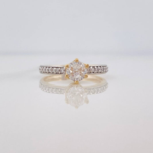 Anillo Solitario Churumbela 2.75g / T6 1/4 Dos Oros Amarillo Blanco 18K