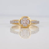 Square Halo Ring 3.5g / Size 7 1/4 Two-Tone Yellow and White Gold 18K