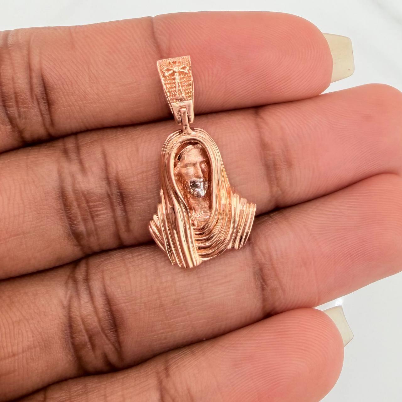 Pendant Christ Face 3.35gr / 2.8cm / Two Whites Rose Gold &