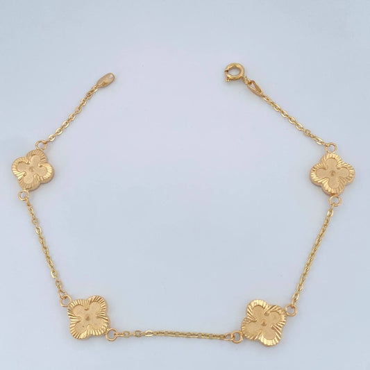 Pulso Trebol Aro Seguido 3.1gr / 7 1/2 in / Oro Amarillo 18K &