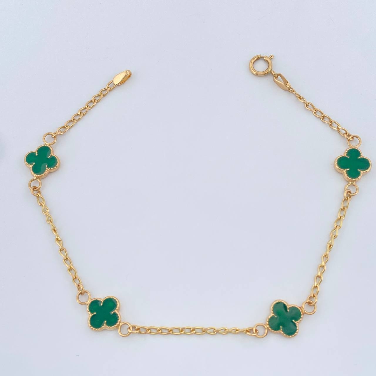Pulso Trebol Espiga 2.5gr / 7 1/4 in / Oro Amarillo 18K &