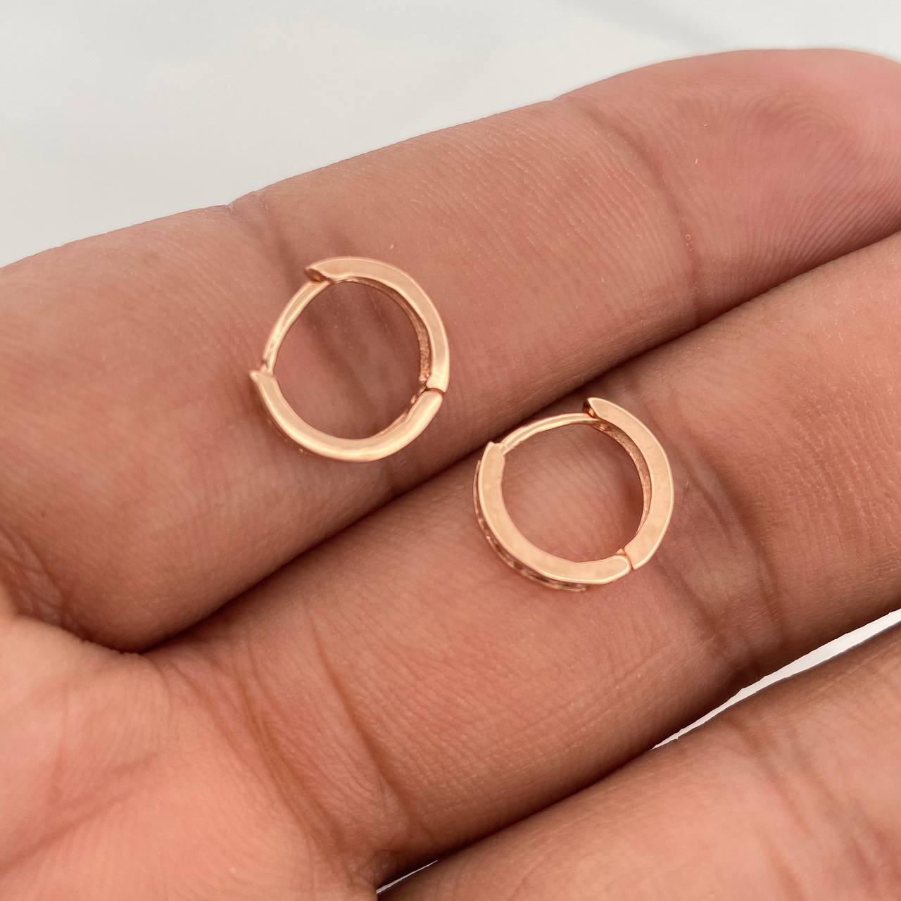 Track Hoop Earrings 1.2gr / 1/2 in / Rose Gold 18K &