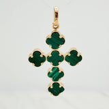 Pendant Clover Cross 2.5gr / 1 1/2 in / Yellow Gold Nac.Esp. 18K &