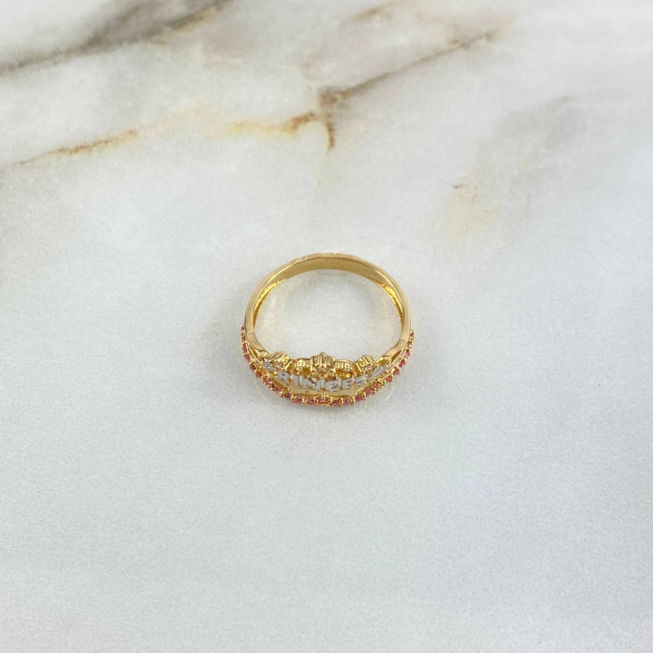 Princess Ring 2.45gr / Size 6 / Two Tone Yellow White 18K Gold ©
