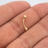 Piercing Ombligo Media Curva Bola 0.3gr / 3/4 in / Oro Amarillo 18K $