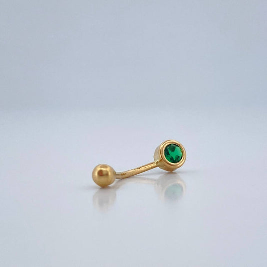 Navel Piercing Beveled Half Curve 0.4gr / 3/4 in / 18K Gold $