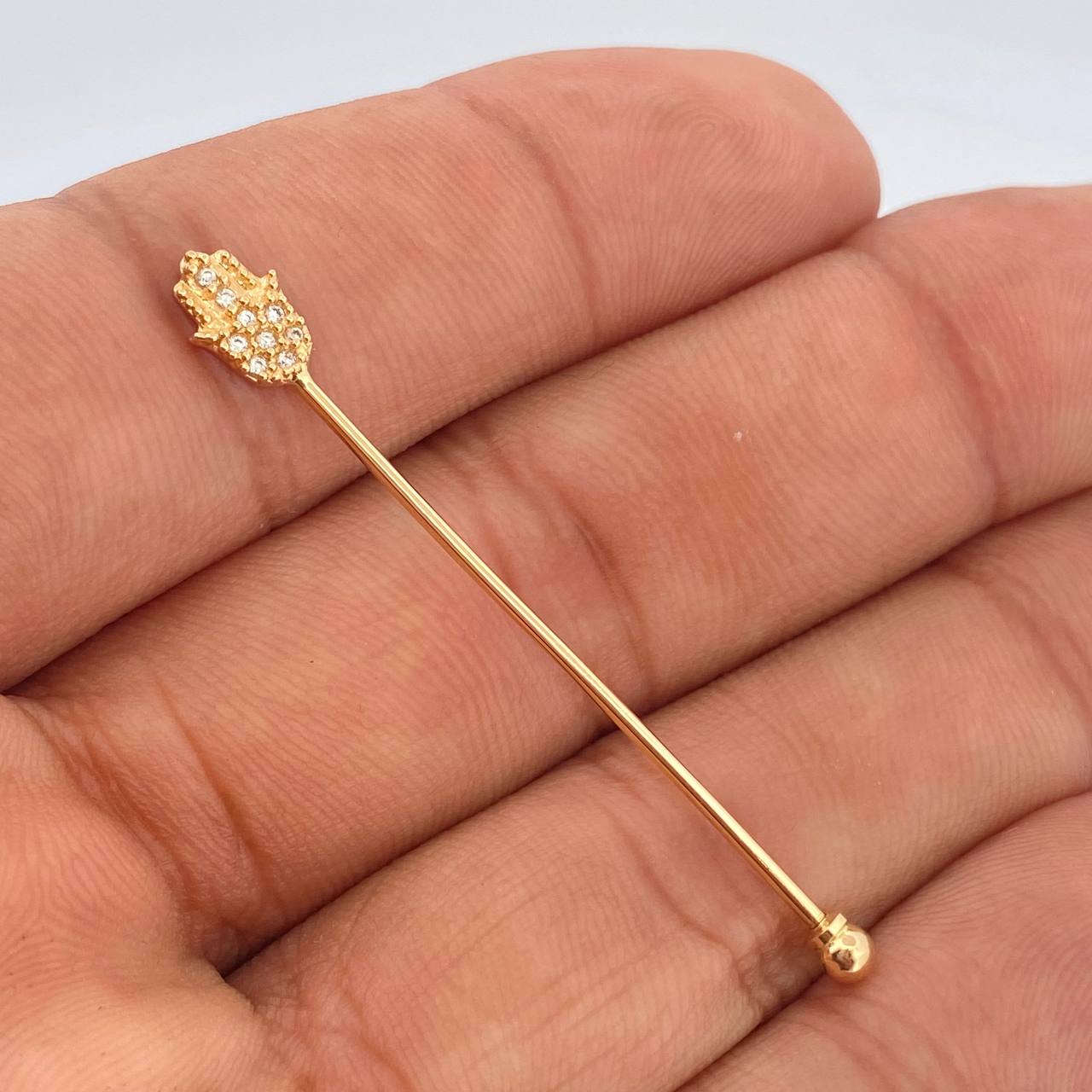 Industrial Hand Hamsa Piercing 1gr / 2in / 18K Gold $