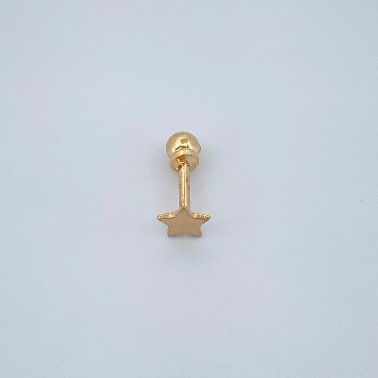 Piercing Estrella Plana 0.25gr / 1/2 in / Oro Amarillo 18K $