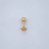 Piercing Estrella Plana 0.25gr / 1/2 in / Oro Amarillo 18K $