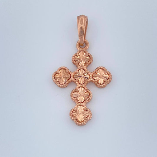 Dije Cruz Trebol 2.4gr / Oro Rosa 18K &
