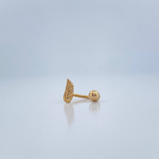 Piercing Curvo Hoja 0.4gr / 1/2 in / Oro Amarillo 18K &