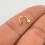 Piercing Curvo Hoja 0.4gr / 1/2 in / Oro Amarillo 18K &