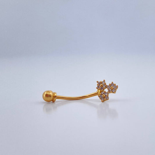 Piercing Ombligo Flores 0.5gr / 3/4 in / Oro Amarillo 18K &