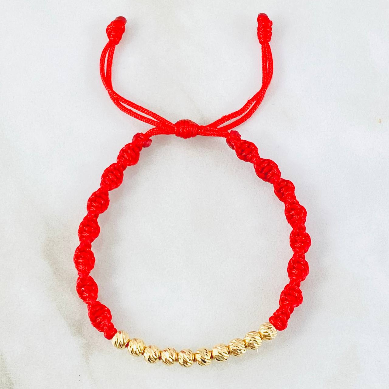 Pulsera Roja Bolas 1.05gr / Oro Amarillo 18K *