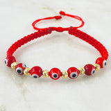 Pulsera Roja Ojos Turcos 0.65gr / Oro Amarillo 18K *