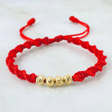 Pulsera Roja Bolas 0.75gr / Oro Amarillo 18K *