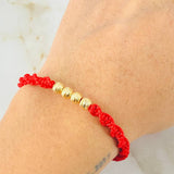 Pulsera Roja Bolas 0.75gr / Oro Amarillo 18K *