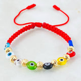 Pulsera Roja Ojos Turcos Colores 1.25gr / Oro Amarillo 18K *