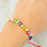 Pulsera Roja Ojos Turcos Colores 1.25gr / Oro Amarillo 18K *