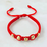 Pulsera Roja Bolas 0.9gr / Oro Amarillo 18K *