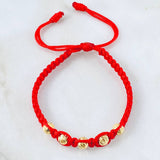 Pulsera Roja Bolas 0.9gr / Oro Amarillo 18K *
