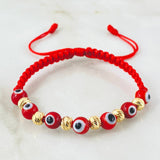 Pulsera Roja Ojos Turcos  1.1gr / Oro Amarillo 18K *