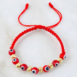 Pulsera Roja Ojos Turcos  1.1gr / Oro Amarillo 18K *