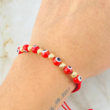Pulsera Roja Ojos Turcos  1.1gr / Oro Amarillo 18K *