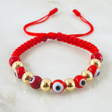 Pulsera Roja Ojos Turcos 1.25gr / Oro Amarillo 18K *