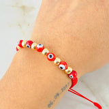 Pulsera Roja Ojos Turcos 1.25gr / Oro Amarillo 18K *