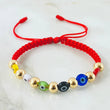 Pulsera Roja Ojos Turcos Colores 1.45gr / Oro Amarillo 18K *