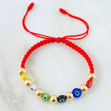 Pulsera Roja Ojos Turcos Colores 1.45gr / Oro Amarillo 18K *