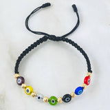 Pulsera Negra Ojos Turcos Colores 0.85gr / Oro Amarillo 18K *