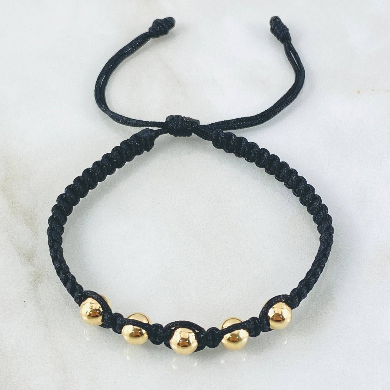 Pulsera Negra Bolas 1.05gr / Oro Amarillo 18K *