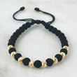 Pulsera Negra Bolas 5mm Diamantadas 8 und Oro Amarillo 18K (A.C)