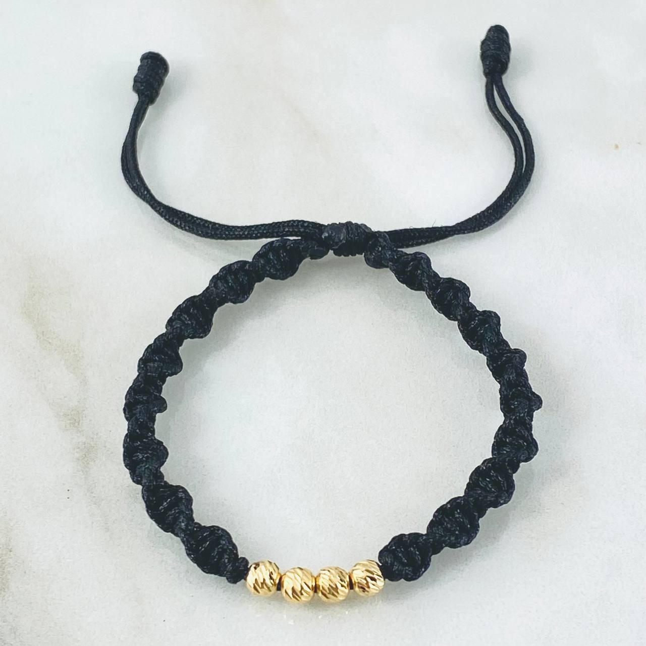 Pulsera Negra Bolas 0.45gr / Oro Amarillo 18K *