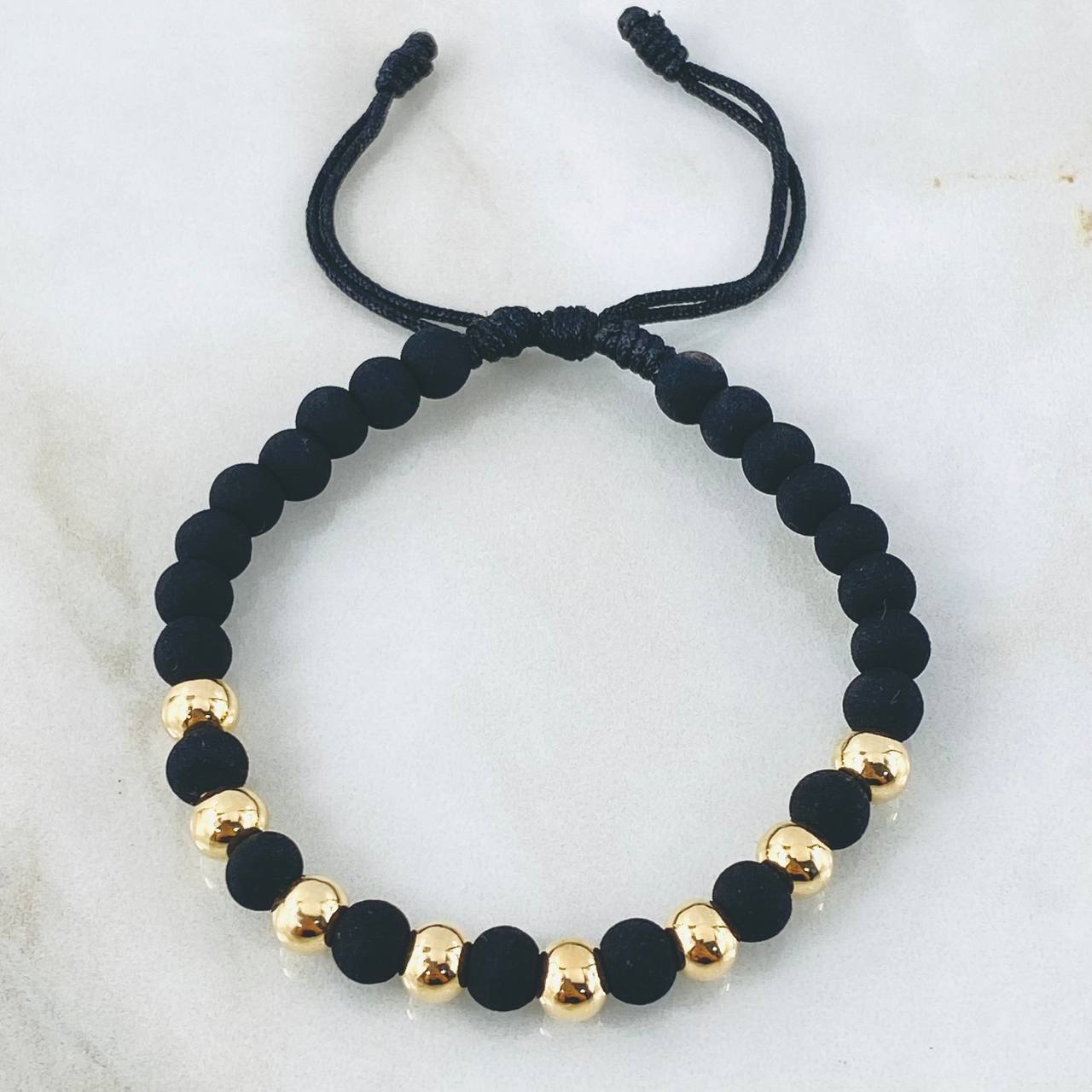 Black Beads Bracelet 1.65gr / 18K Yellow Gold *