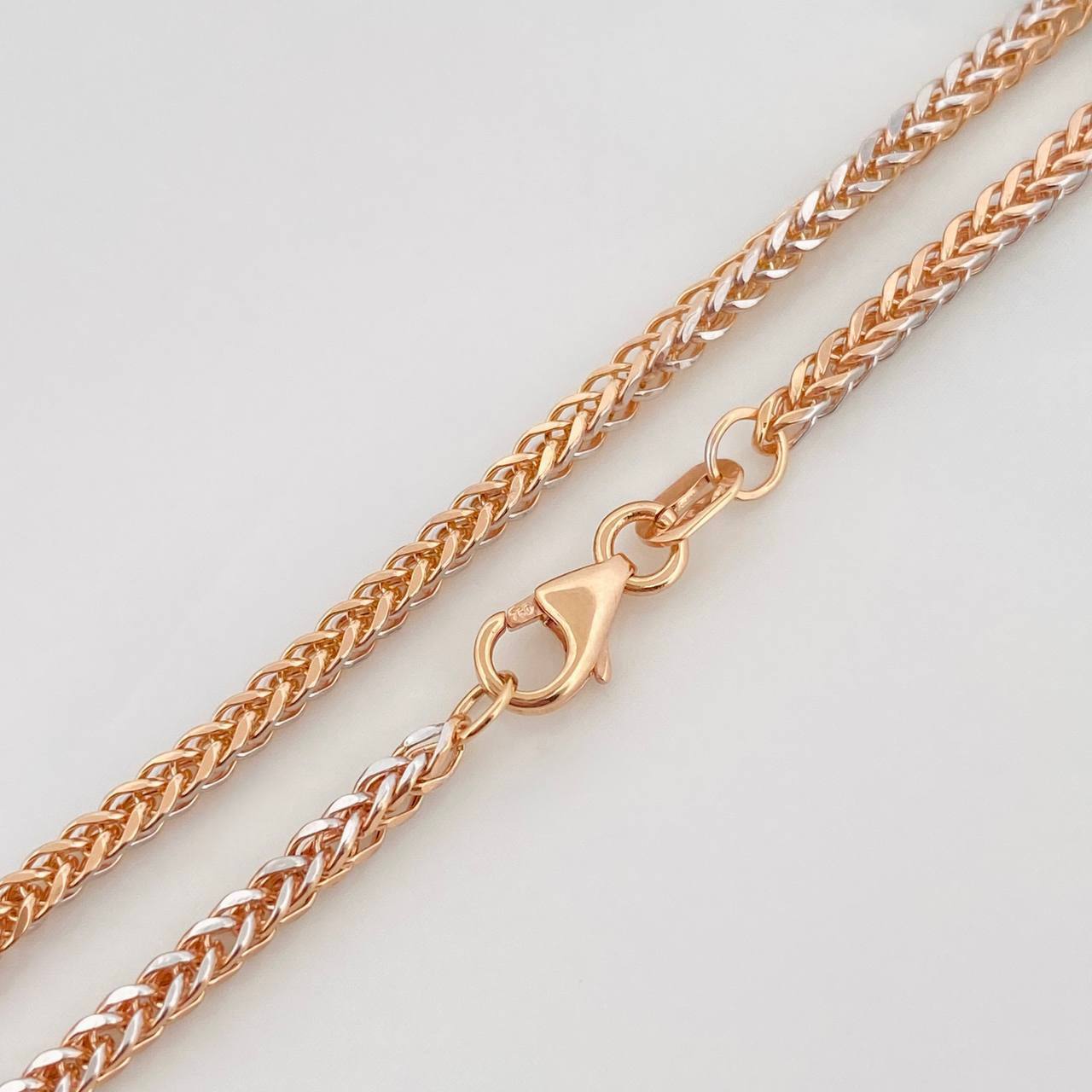 Cadena Franco 5.45g / 23 1/2 in / 1.5mm Dos Oros Blanco Rosa 18K