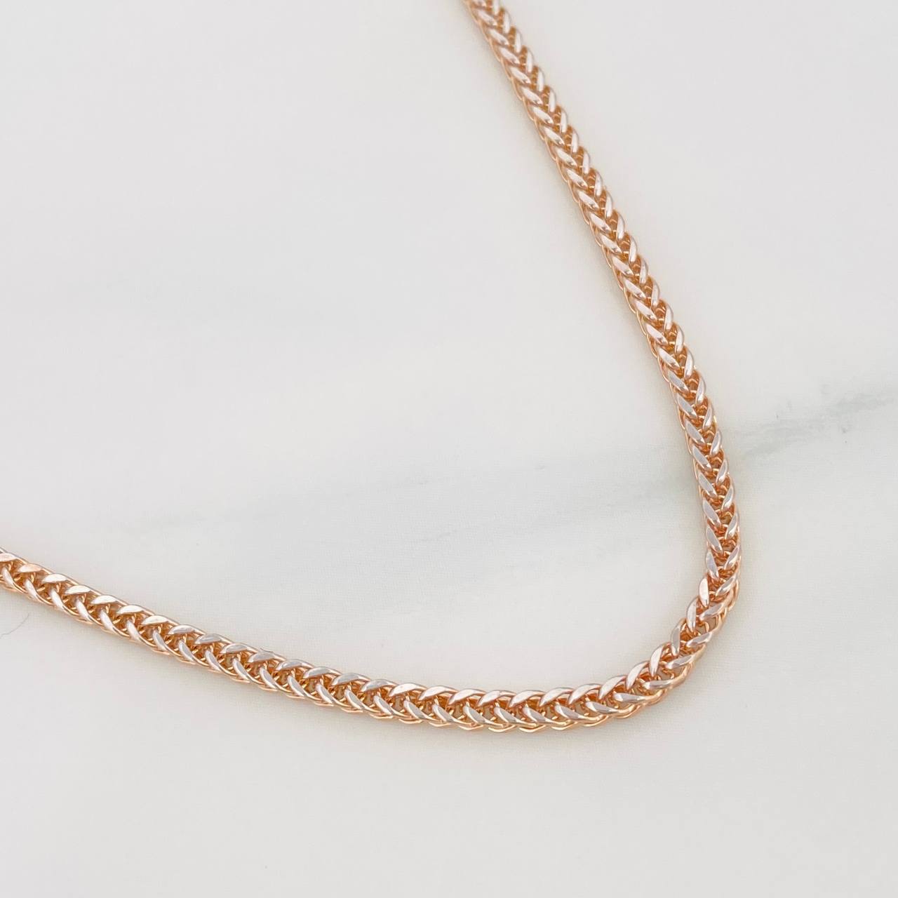 Cadena Franco 5.45g / 23 1/2 in / 1.5mm Dos Oros Blanco Rosa 18K