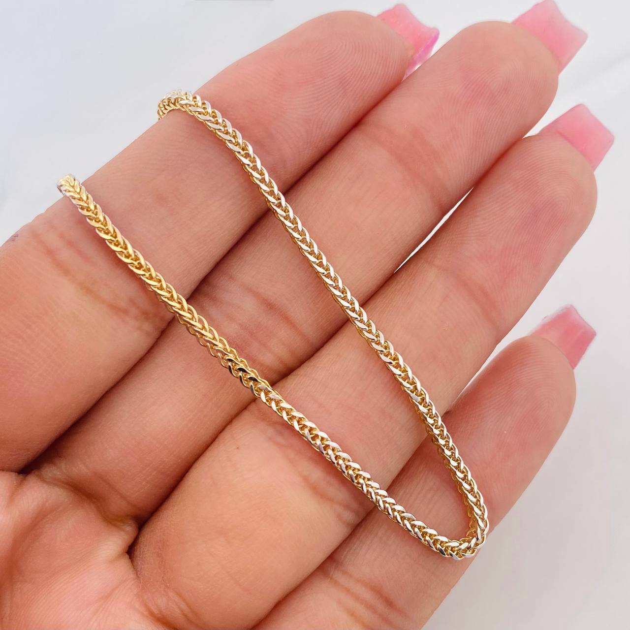 Cadena Franco 5.5g / 23 1/2 in / 1.54mm Dos Oros Amarillo Blanco 18K
