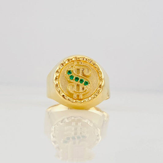 Bordered Peso Sign Signet Ring 3.75g / T9 Yellow Gold 18K