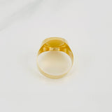 Anillo Sello Bordeado Signo Peso 3.75g / T9 Oro Amarillo 18K