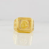 Bordered Eagle Signet Ring 3.75g / T10 1/4 Yellow Gold 18K