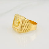 Bordered Eagle Signet Ring 3.75g / T10 1/4 Yellow Gold 18K