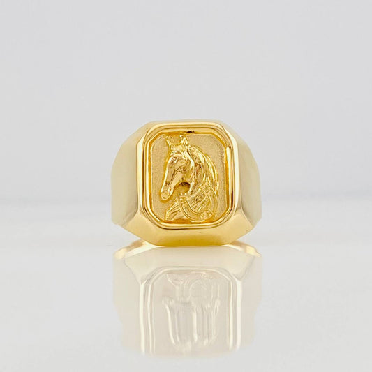 Horse Signet Ring 3.9g / T10 Yellow Gold 18K