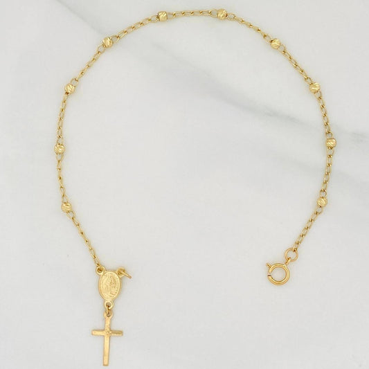 Pulso Denario Virgen Milagrosa 2.65g / 7 3/4 in / 3mm Oro Amarillo 18K