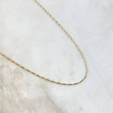 Cadena Veneciana Trenzada 1.4gr / 40cm / 0.8mm Dos Oros Amarillo Blanco +3 18K ©