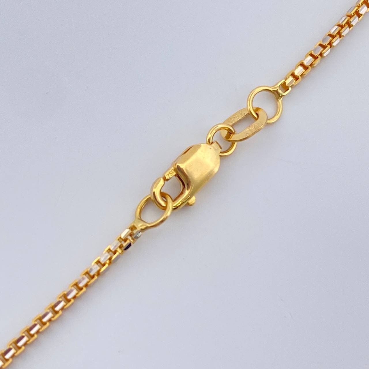 Cadena Veneciana 4.9gr / 15 3/4 in / Dos Oros Amarillo Blanco +3 18K +
